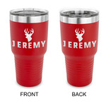 Hunting Camo 30 oz Stainless Steel Tumbler - Red - Double Sided (Personalized)