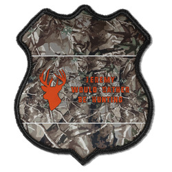 Hunting Camo Iron On Shield Patch C w/ Name or Text