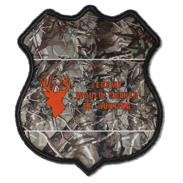 Custom Hunting Camo Iron On Shield Patch C w/ Name or Text