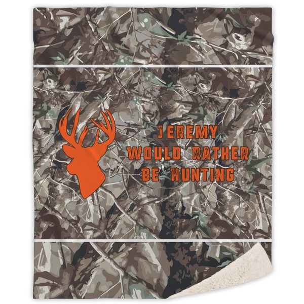 Custom Hunting Camo Sherpa Throw Blanket (Personalized)