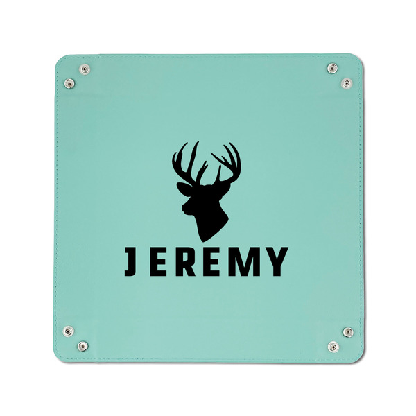 Hunting Camo 6" x 6" Teal Leatherette Snap Up Tray - APPROVAL