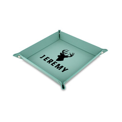 Hunting Camo 6" x 6" Teal Faux Leather Valet Tray (Personalized)
