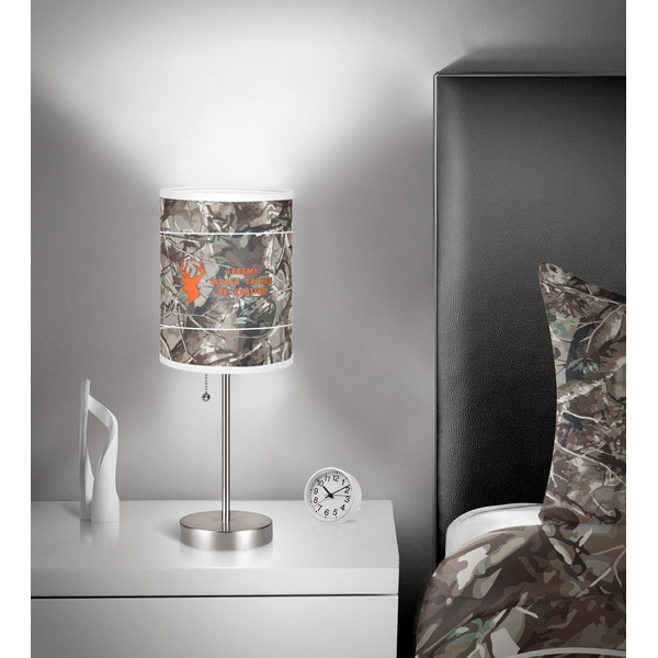 Hunting Camo 7 inch drum lamp shade - in room