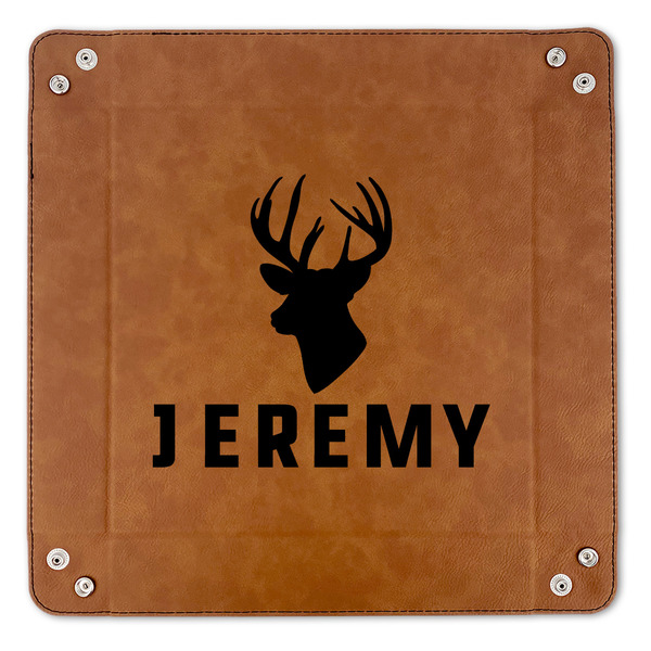 Hunting Camo 9" x 9" Leatherette Snap Up Tray - APPROVAL (FLAT)