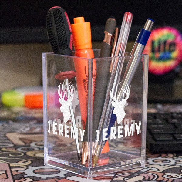 Hunting Camo Acrylic Pen Holder - In Context