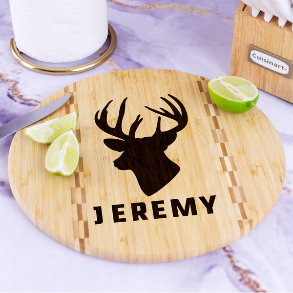 Hunting Camo Bamboo Cutting Board - In Context