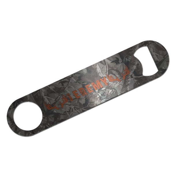 Custom Hunting Camo Bar Bottle Opener - Silver w/ Name or Text