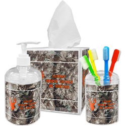 Hunting Camo Acrylic Bathroom Accessories Set w/ Name or Text