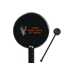 Hunting Camo 5.5" Round Plastic Stir Sticks - Black - Single Sided (Personalized)