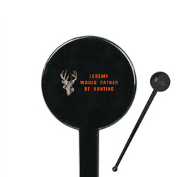 Hunting Camo 7" Round Plastic Stir Sticks - Black - Single Sided (Personalized)