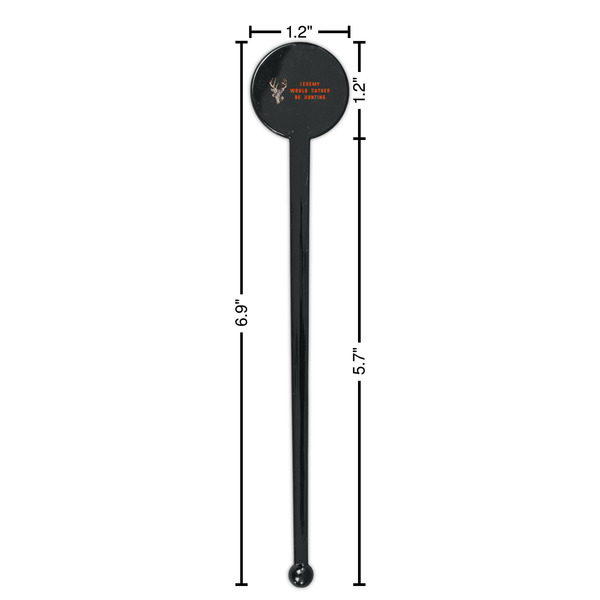 Hunting Camo Black Plastic 7" Stir Stick - Round - Dimensions