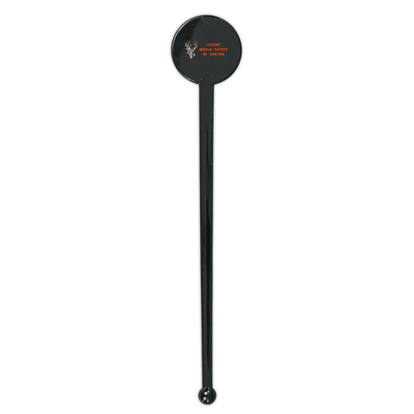 Hunting Camo Black Plastic 7" Stir Stick - Round - Single Stick