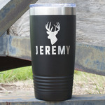 Hunting Camo 20 oz Stainless Steel Tumbler - Black - Single Sided (Personalized)