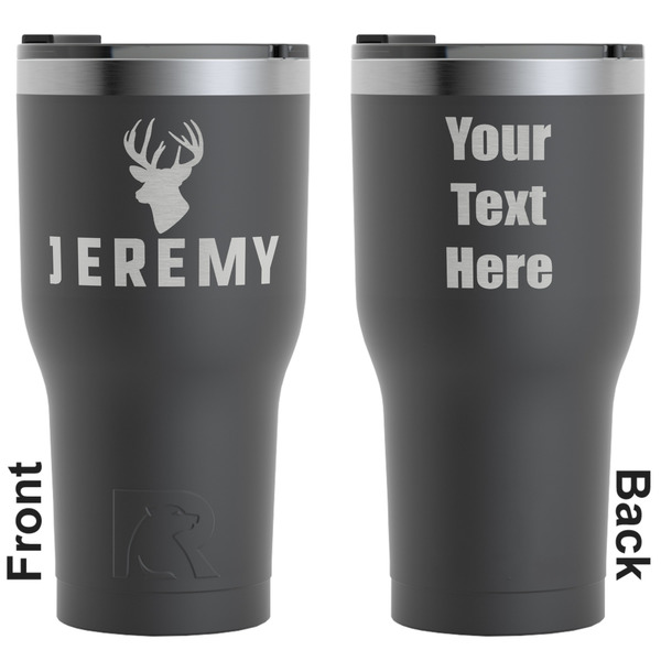 Custom Hunting Camo RTIC Tumbler - Black - Engraved Front & Back (Personalized)