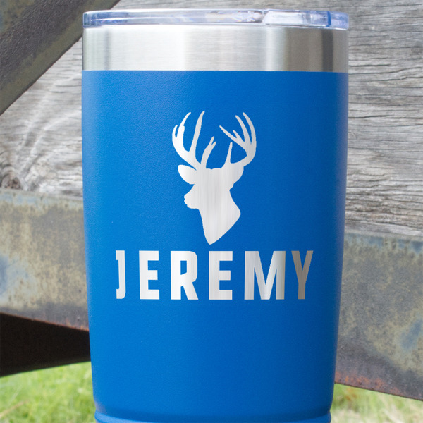 Hunting Camo Blue Polar Camel Tumbler - 20oz - Close Up