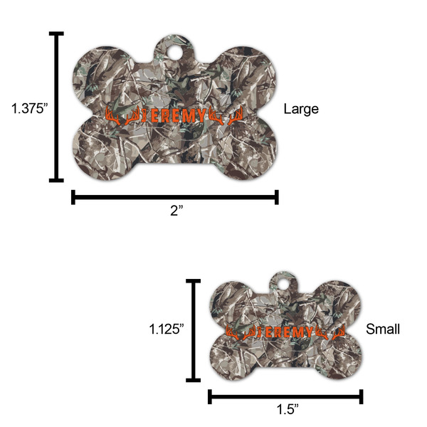 Hunting Camo Bone Shaped Dog ID Tag - Large - Scale