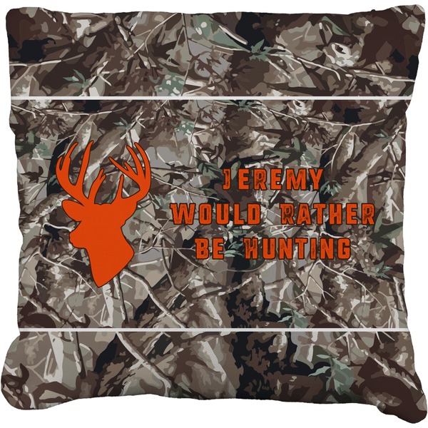Custom Hunting Camo Faux-Linen Throw Pillow 20" (Personalized)