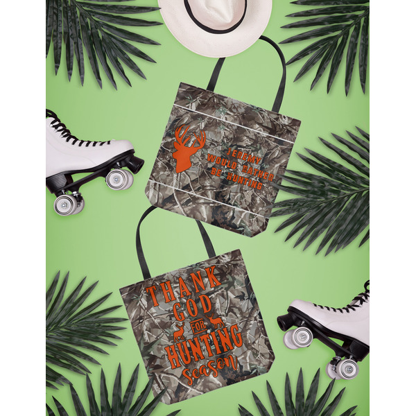Hunting Camo Canvas Tote Lifestyle Front and Back
