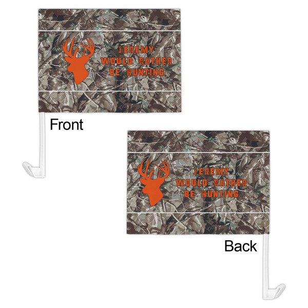 Hunting Camo Car Flag - 11" x 8" - Front & Back View