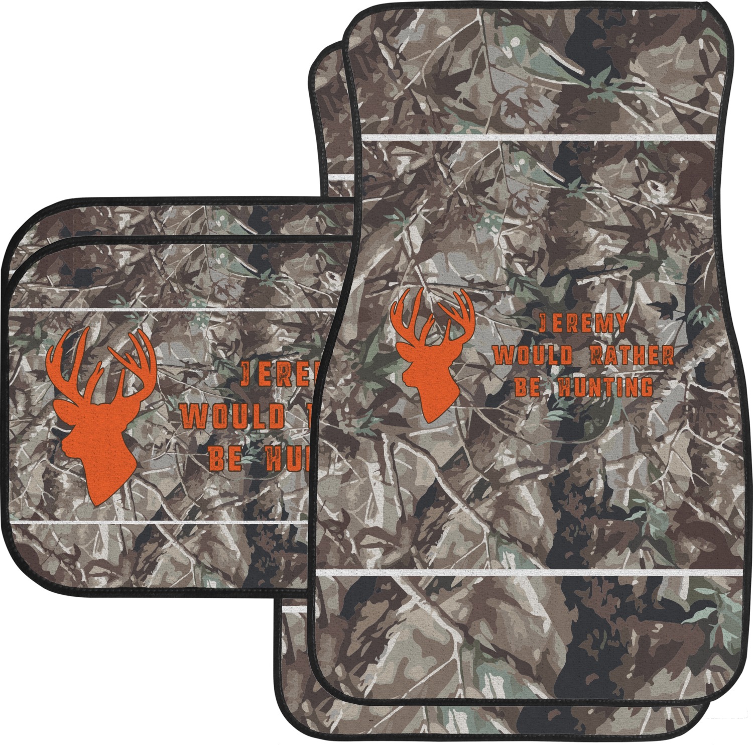 Custom Hunting Camo Car Floor Mats Set 2 Front & 2 Back (Personalized