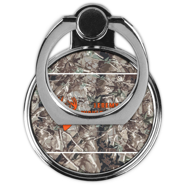 Hunting Camo Cell Phone Ring Stand & Holder - Front (Collapsed)