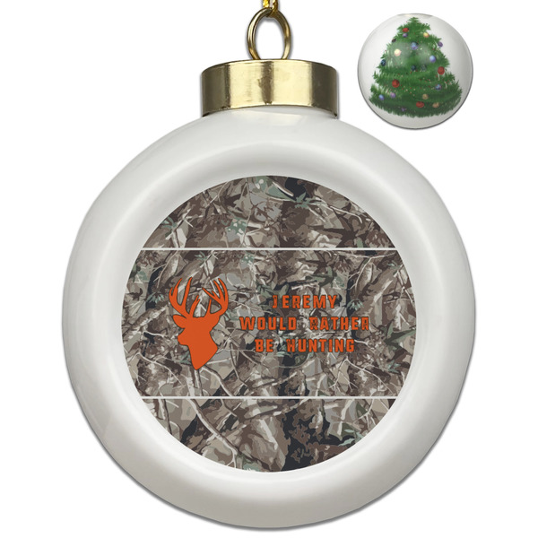 Custom Hunting Camo Ceramic Ball Ornament - Christmas Tree (Personalized)