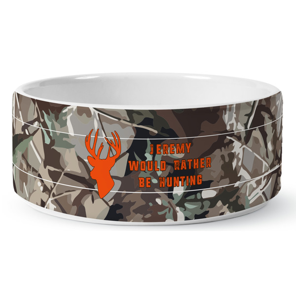 Hunting Camo Ceramic Dog Bowl - Medium - Front