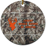 Hunting Camo Round Ceramic Ornament w/ Name or Text