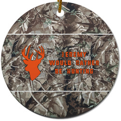 Hunting Camo Round Ceramic Ornament w/ Name or Text
