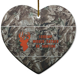 Hunting Camo Heart Ceramic Ornament w/ Name or Text