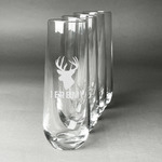 Hunting Camo Champagne Flute - Stemless Engraved - Set of 4 (Personalized)