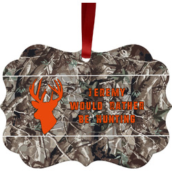 Hunting Camo Metal Frame Ornament - Double Sided w/ Name or Text