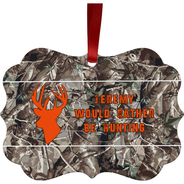 Custom Hunting Camo Metal Frame Ornament - Double Sided w/ Name or Text