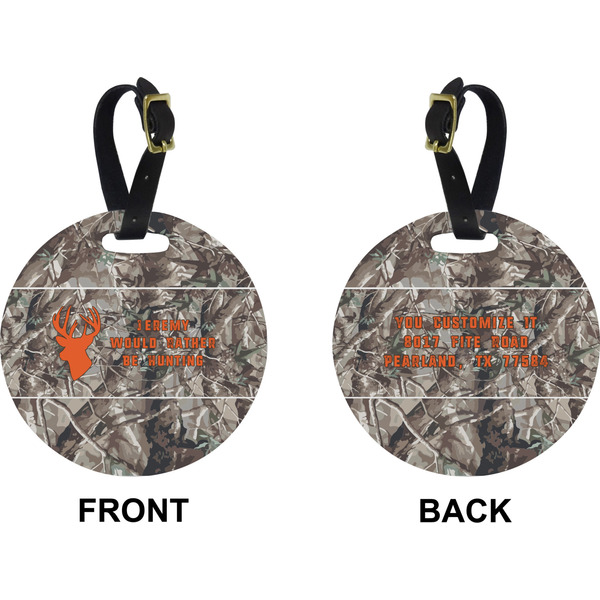Hunting Camo Circle Luggage Tag (Front + Back)