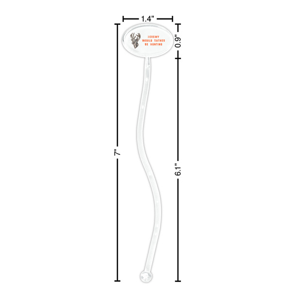 Hunting Camo Clear Plastic 7" Stir Stick - Oval - Dimensions