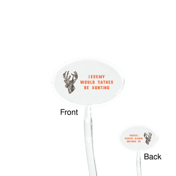 Hunting Camo Clear Plastic 7" Stir Stick - Oval - Front & Back