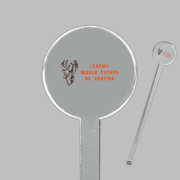 Hunting Camo Clear Plastic 7" Stir Stick - Round - Closeup