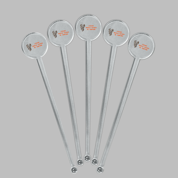 Hunting Camo Clear Plastic 7" Stir Stick - Round - Fan View