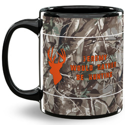 Hunting Camo 11 Oz Coffee Mug - Black (Personalized)