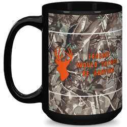Hunting Camo 15 Oz Coffee Mug - Black (Personalized)