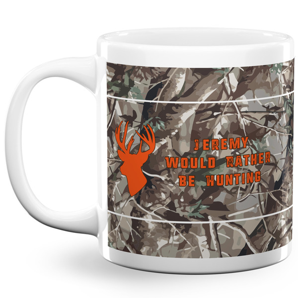 Custom Hunting Camo 20 Oz Coffee Mug - White (Personalized)