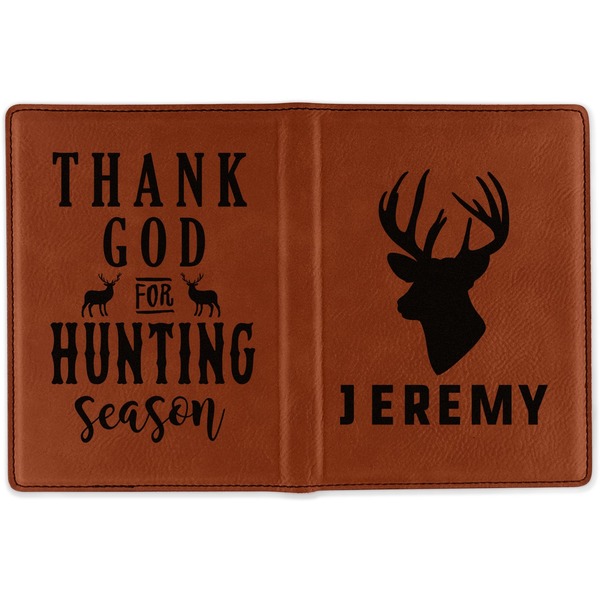Hunting Camo Cognac Leather Passport Holder Outside Double Sided - Apvl
