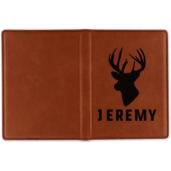 Hunting Camo Cognac Leather Passport Holder Outside Single Sided - Apvl