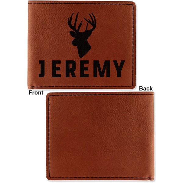Hunting Camo Cognac Leatherette Bifold Wallets - Front and Back Single Sided - Apvl