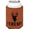 Hunting Camo Cognac Leatherette Can Sleeve - Single Front