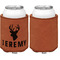 Hunting Camo Cognac Leatherette Can Sleeve - Single Sided Front and Back