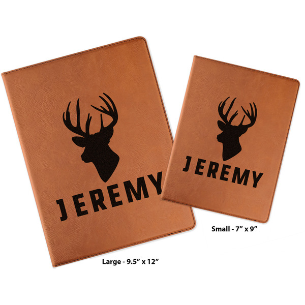 Hunting Camo Cognac Leatherette Portfolios with Notepad - Compare Sizes