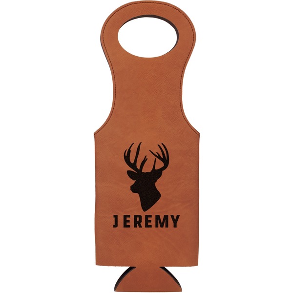 Custom Hunting Camo Leatherette Wine Tote (Personalized)