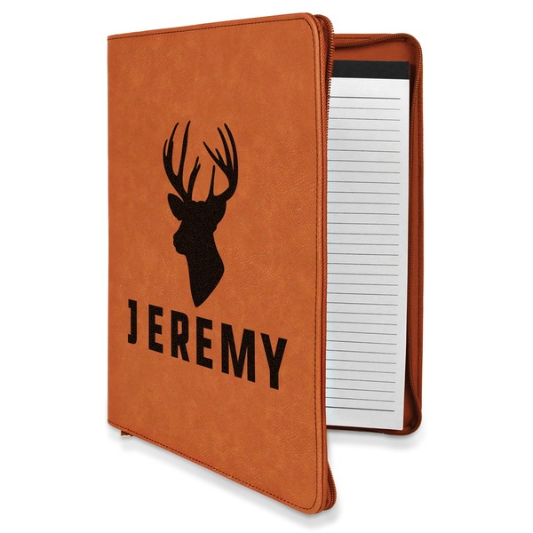 Custom Hunting Camo Leatherette Zipper Portfolio with Notepad - Double Sided (Personalized)