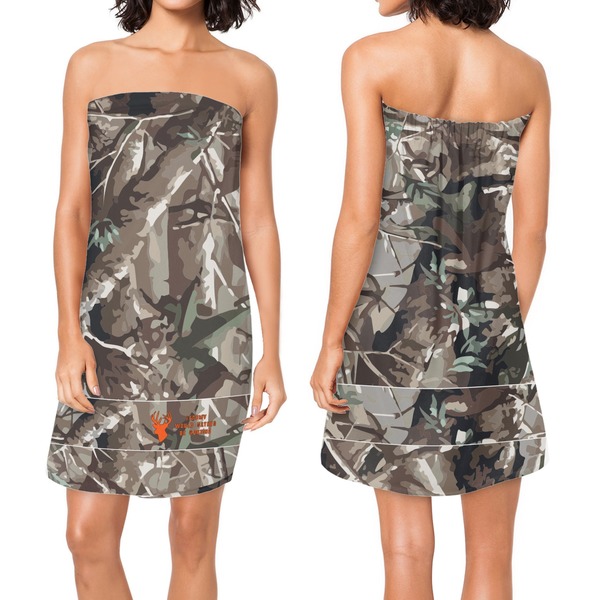Hunting Camo Custom Bath Wrap - Front & Back View